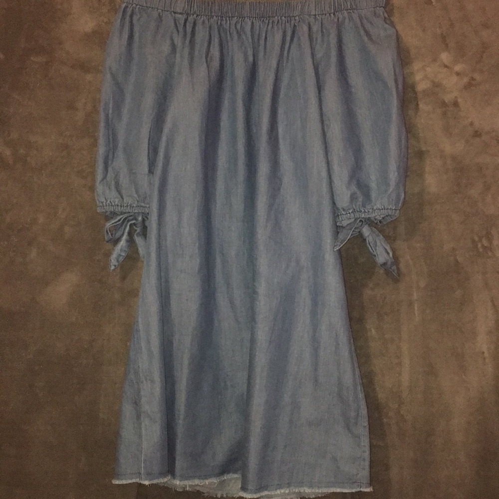 Chambray off the shoulder dress